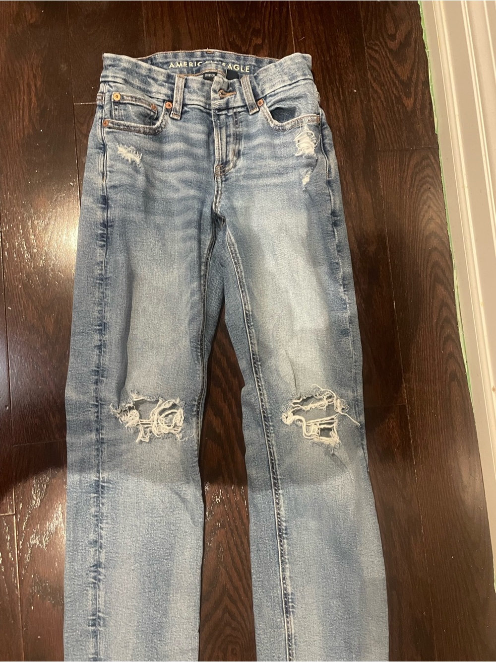 American Eagle Outfitters Light Blue Ripped Skinny Jeans